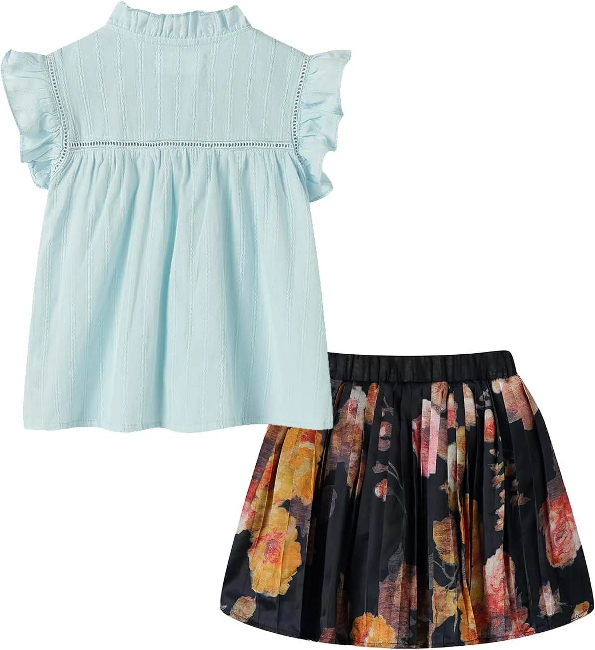 Mud Kingdom Beautiful Girl Skirt Set Floral Ruffle Sleeveless Summer Casual Clothing