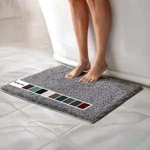 Muddy Mat Chenille Bathroom Rugs Quick Dry Microfiber Mats Non Slip Washable, Extra Thick, Soft and Highly Absorbent Bath Mats for Bathroom, Kitchen, and Shower Floor - Grey Medium 30"X19"