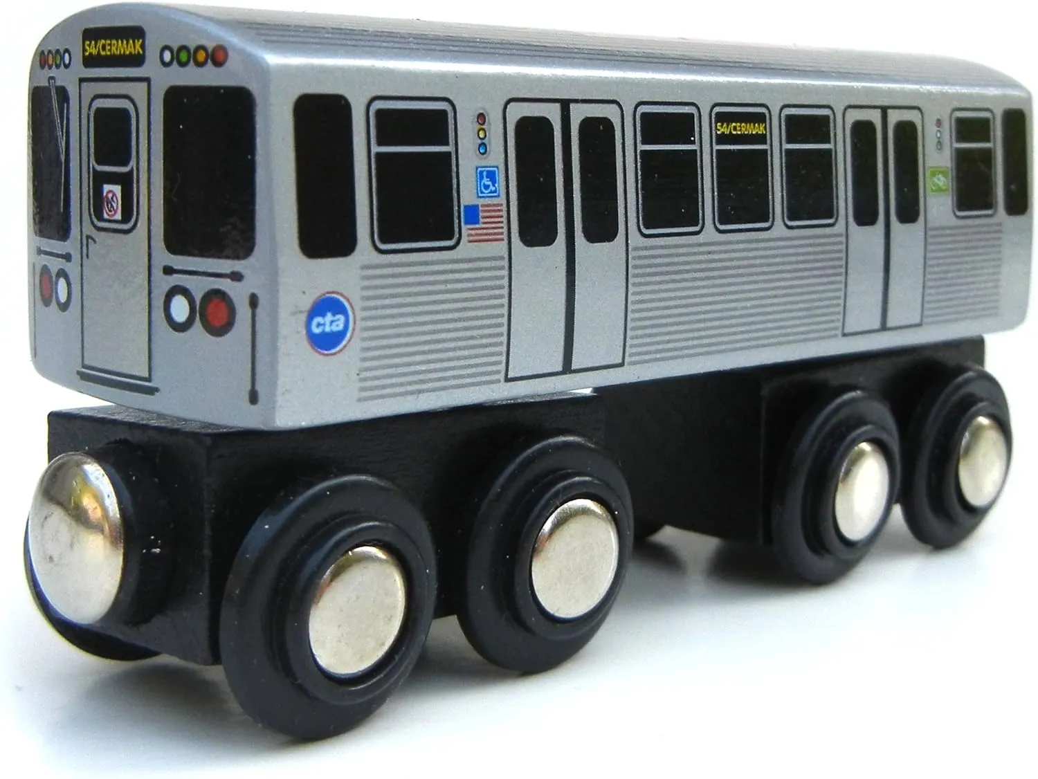 MUNI PALS Munipals Chicago Transit Authority Wooden Railway Pink Line–Child Safe and Tested Wood Toy Train