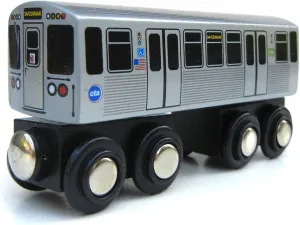 MUNI PALS Munipals Chicago Transit Authority Wooden Railway Pink Line–Child Safe and Tested Wood Toy Train