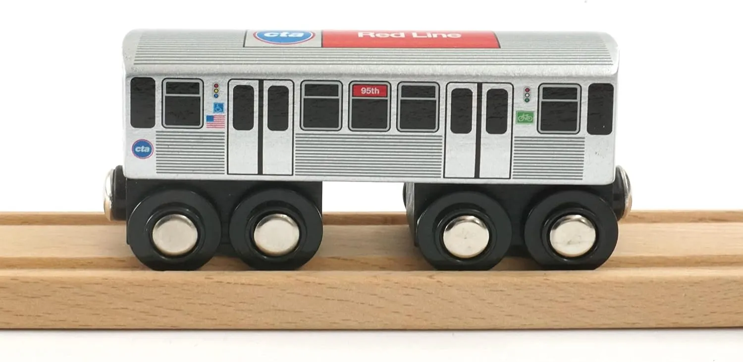 MUNI PALS Munipals Chicago Transit Authority Wooden Railway Red Line–Child Safe and Tested Wood Toy Train