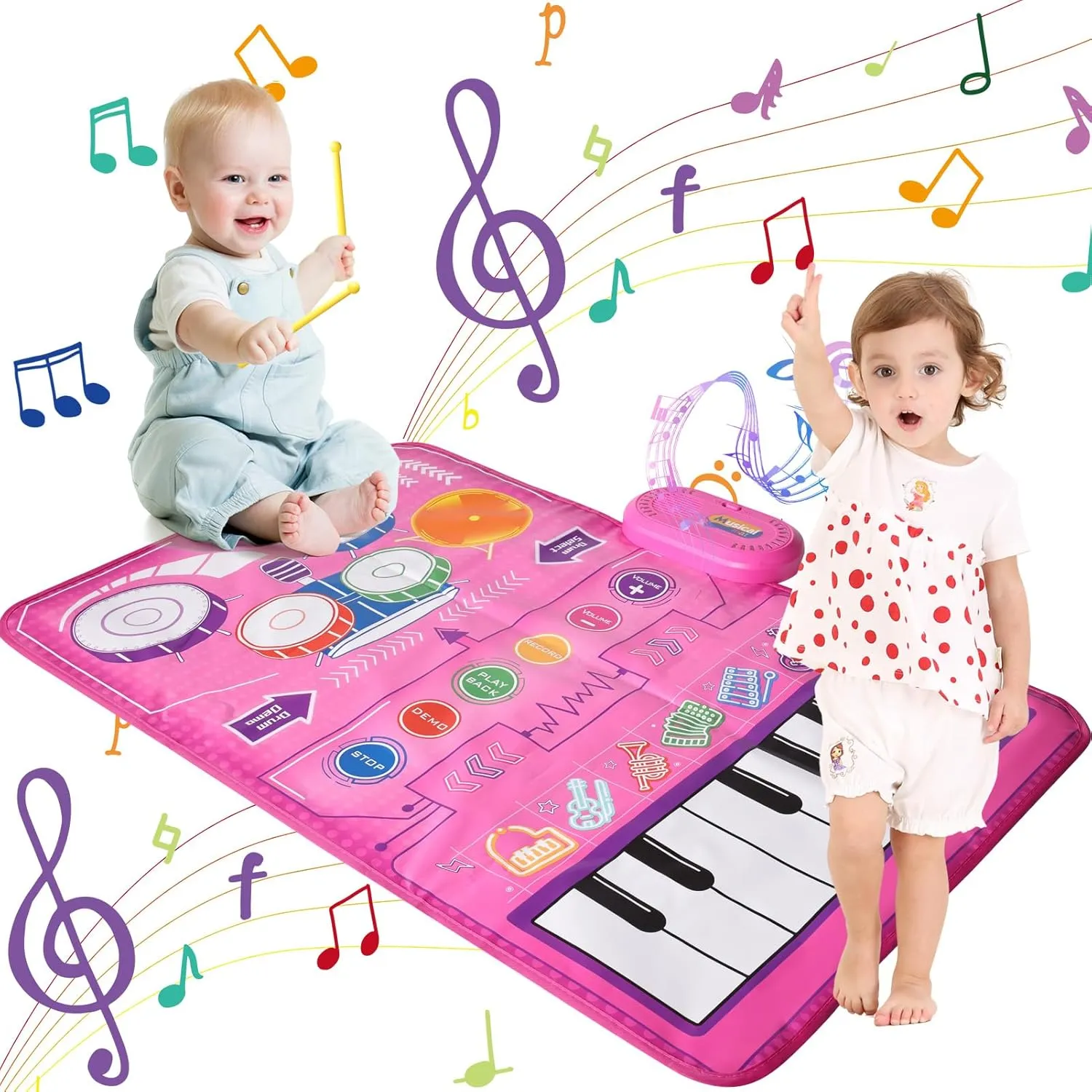 Music mat Baby Toy 6-12 Months Toddler Toys for 1 2 3 Year Old Girl Gifts for 1 2 3 Year Old Girls Birthday Gift Sensory Toys for Toddlers 1-3 Year Old Toys for 1   Year Old Girl Toddler Girl Toys 2-3
