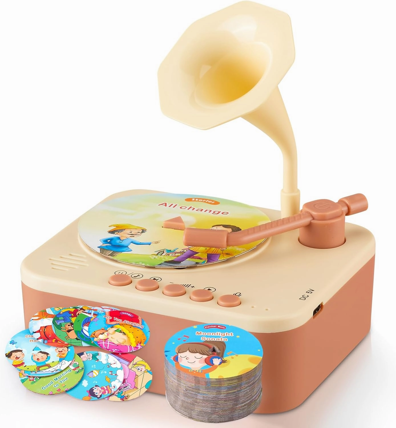 Musica Toddle Education Toys - Audio Books for Kids, 99 Cards Learning Stories Songs, Ideal Gift for 3-6 Year Old Baby Boy-Girls(Cozy Brown)