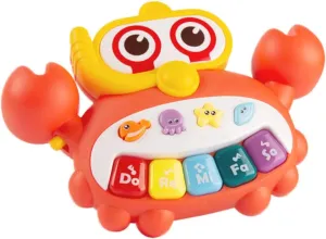 Musical Cartoon Crab Shape Piano Lightweight Educational for Early Development Safe Material Improves Cognition and Hand Eye Coordination