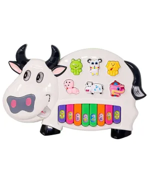 Musical Cow Piano Toy with Flashing Light & Sound for Kid, Early Development Musical Toy
