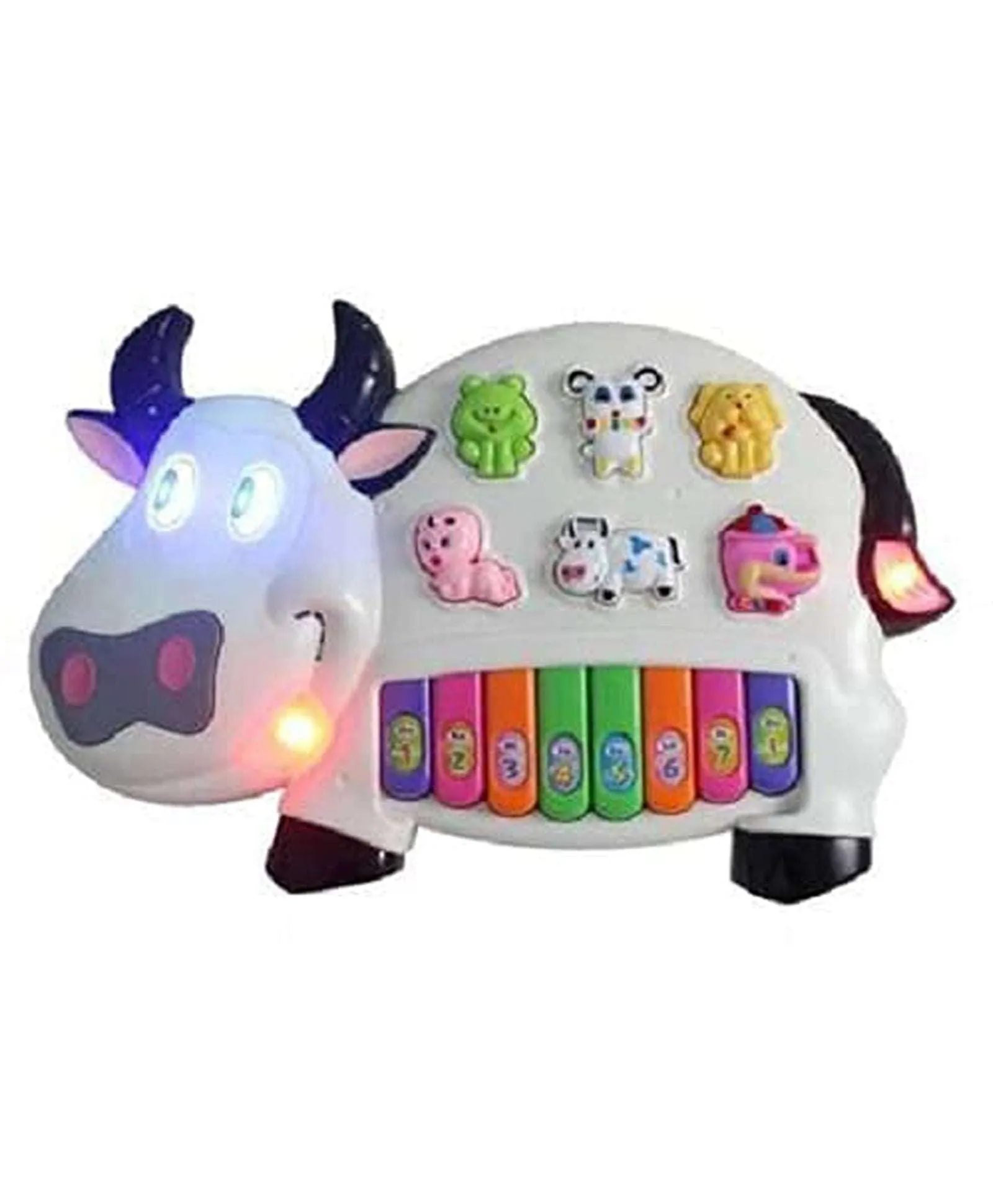 Musical Cow Piano Toy with Flashing Light & Sound for Kid, Early Development Musical Toy