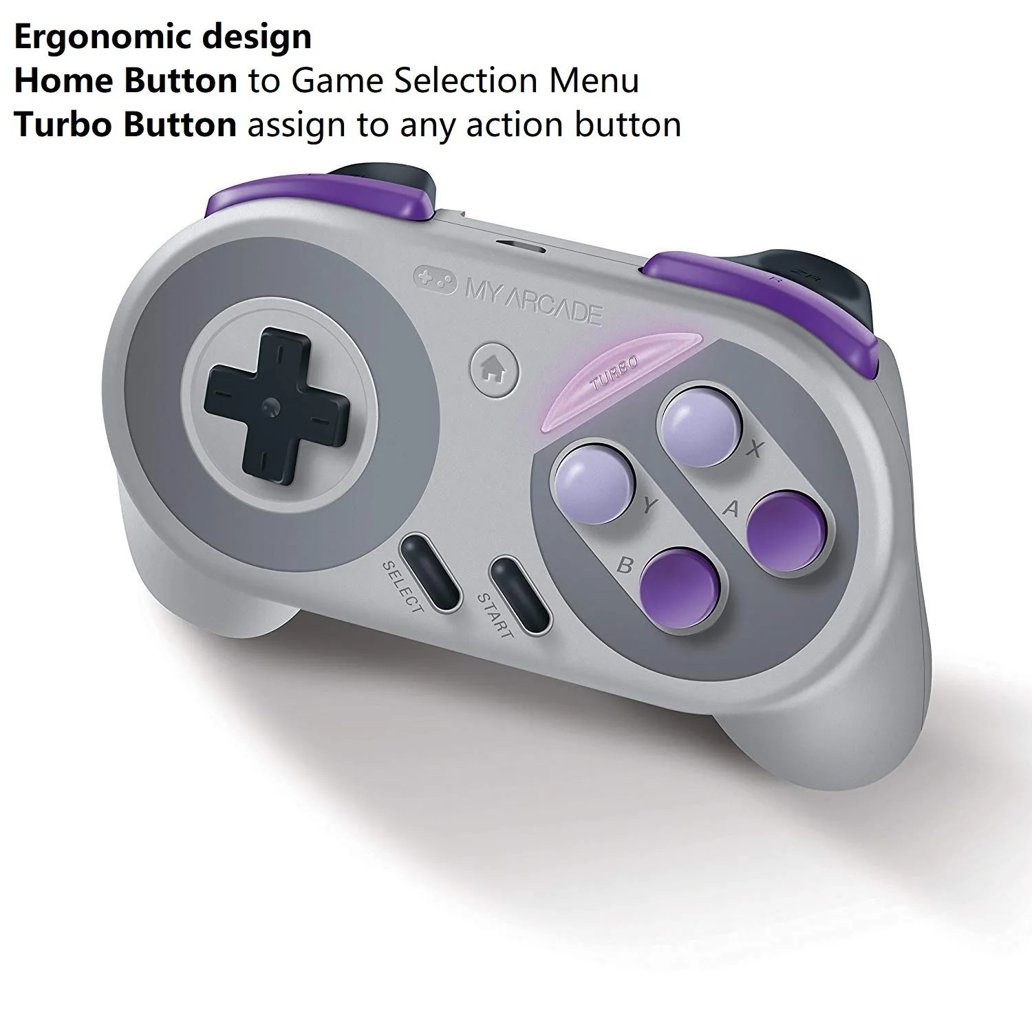 My Arcade Super Gamepad - Wireless Gaming Controller for Nintendo SNES Classic, NES Classic, Super Famicom, Wii, Wii U (Super NES Colors)