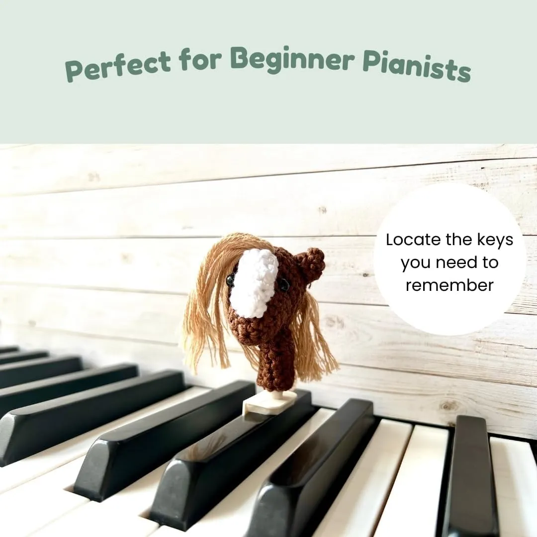 MyPianoPals, Piano Key Markers for Beginning Pianists, Handmade, Visual Aid for Learning Piano, Safe for Piano Keys, US Patent Pending [Brown Horse & Carrot]
