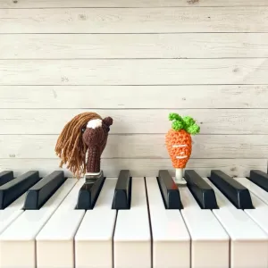 MyPianoPals, Piano Key Markers for Beginning Pianists, Handmade, Visual Aid for Learning Piano, Safe for Piano Keys, US Patent Pending [Brown Horse & Carrot]