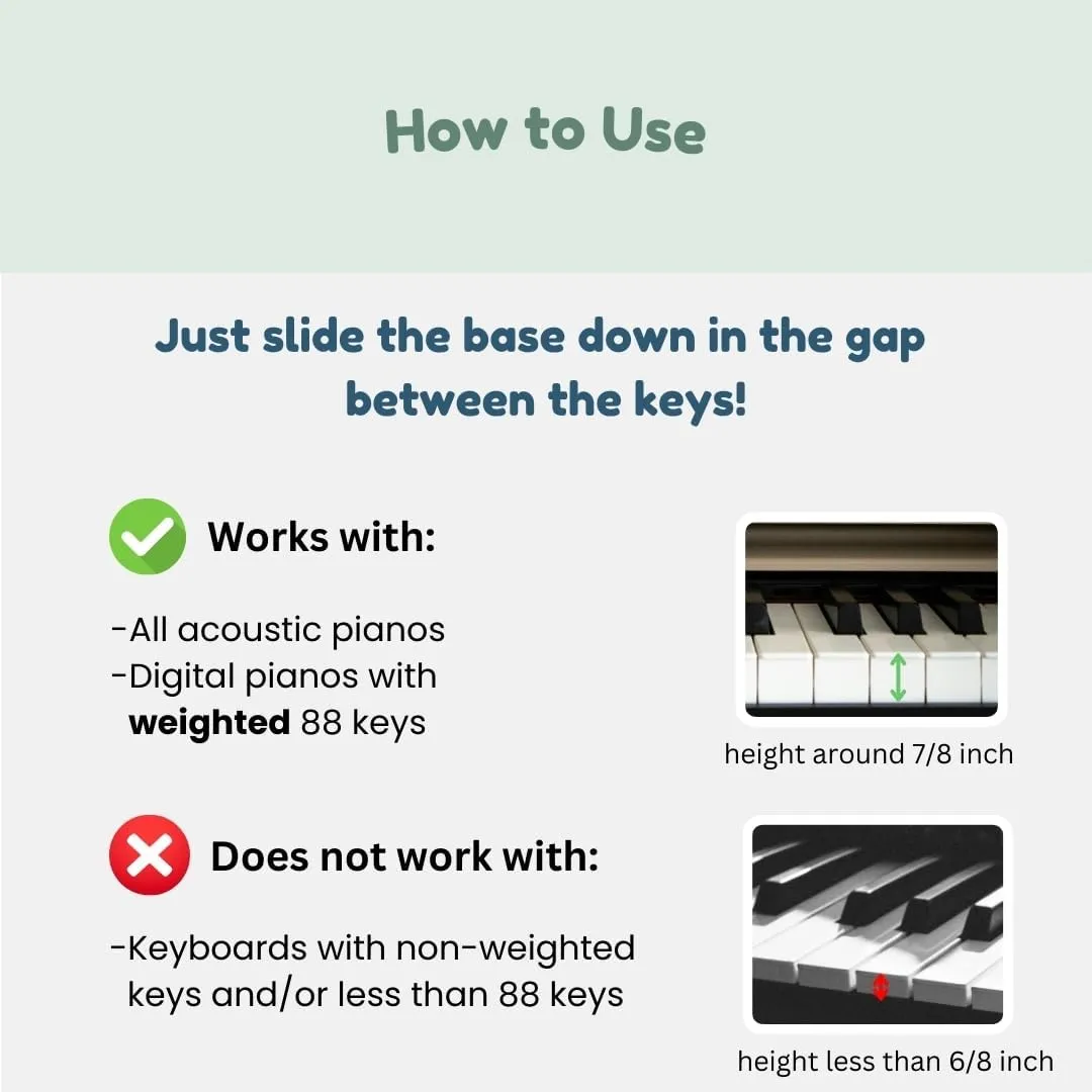 MyPianoPals, Piano Key Markers for Beginning Pianists, Handmade, Visual Aid for Learning Piano, Safe for Piano Keys, US Patent Pending [Gray Cat]