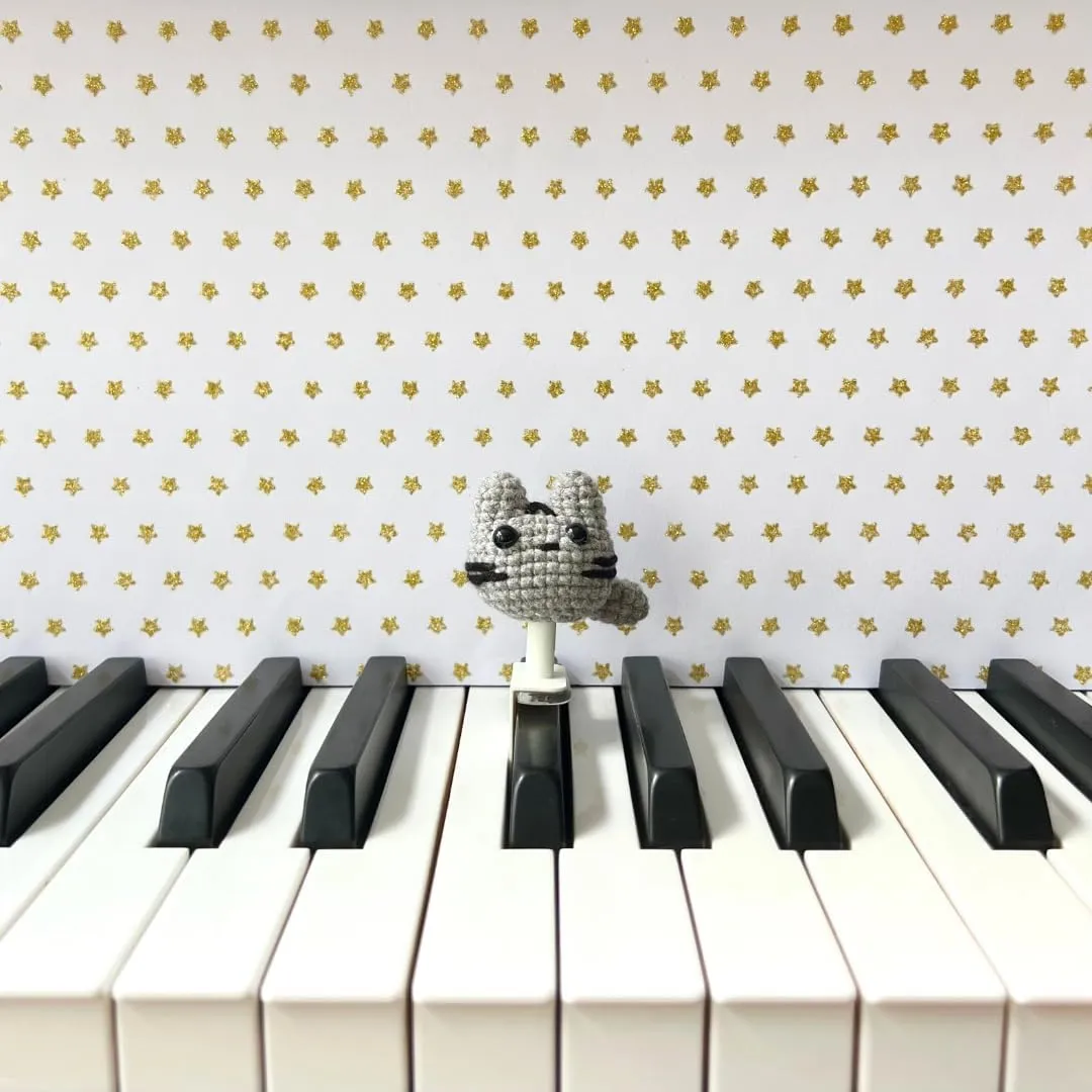 MyPianoPals, Piano Key Markers for Beginning Pianists, Handmade, Visual Aid for Learning Piano, Safe for Piano Keys, US Patent Pending [Gray Cat]