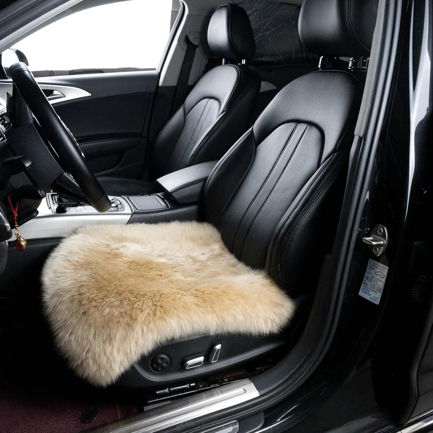 Natural Australian Sheepskin Seat Chair Pad,Soft Wool and Non-Slip Backing Cover for Home Office Chair Computer Chairs, car Seats, Kitchen and Dining Room Square Pack of 1 (Khaki Camel, 18"×18”)
