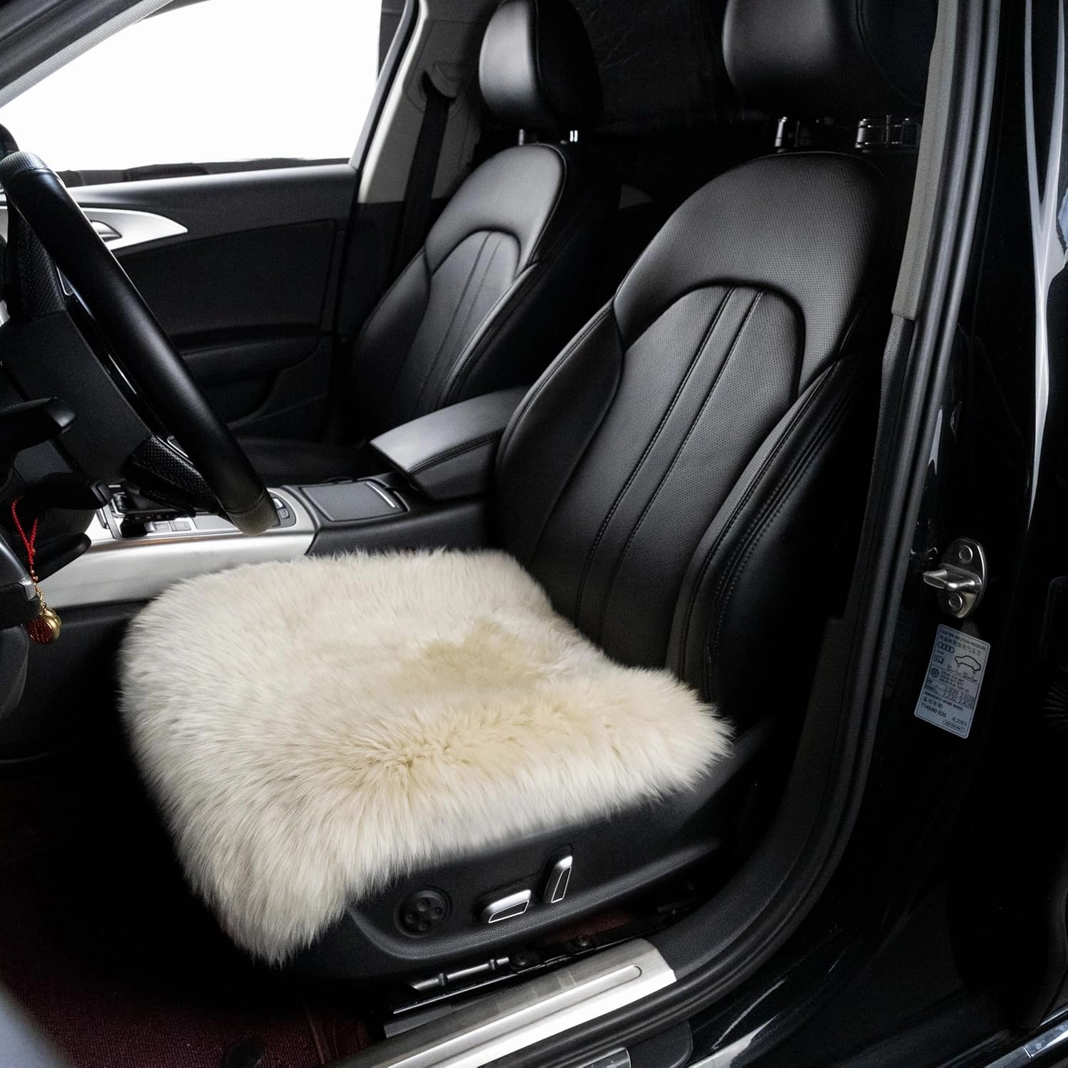Natural Australian Sheepskin Seat Chair Pad,Soft Wool and Non-Slip Backing Cover for Home Office Chair Computer Chairs, car Seats, Kitchen and Dining Room Square Pack of 1 (Flaxen, 18"×18”)