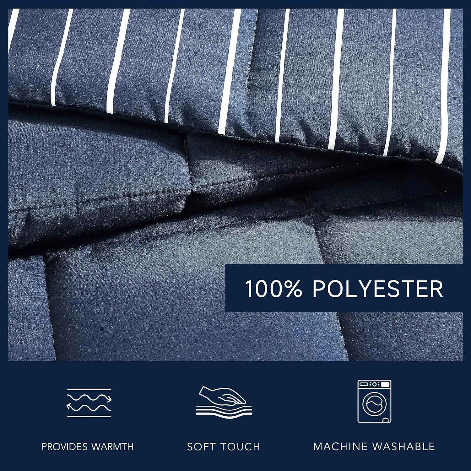 Nautica - Queen Comforter Set, Peached Microfiber Bedding with Matching Shams, Lightweight for Year Round Use, Oeko-Tex Certified (Longdale Solid Navy)