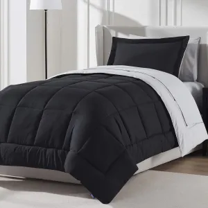 Nestl Twin Comforter Set 5 Piece - Reversible Twin Bedding Sets Black, College Dorm Room Essentials for Girls and Boys Bed in a Bag Twin All Season, Twin Comforter Set with Sheets, Pillowcase and Sham