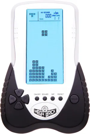 New Retro Block Brick Game Console Large Screen Blue Backlight Brightness can be Adjusted Build in 23 Game Compatible with Lithium Battery/AAA Batteries can Plug in Headphone (Black)