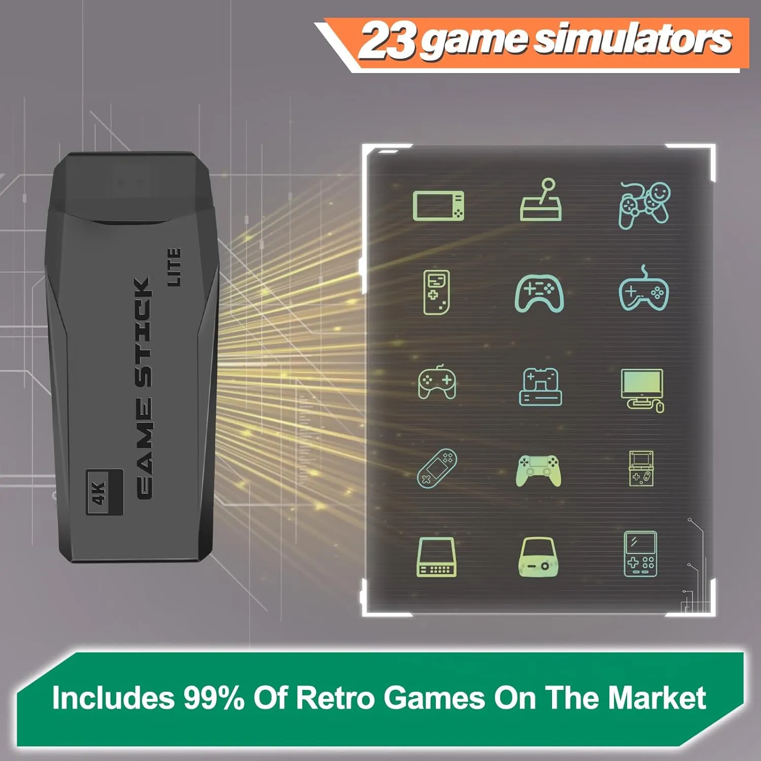 New Retro Gaming Console & Game Stick Pro - 40,000  Classic Video Games, 23 Emulators, Dual Wireless Controllers, 4K HDMI Output, Plug & Play, Compatible with TV, PC, Projector, 64GB