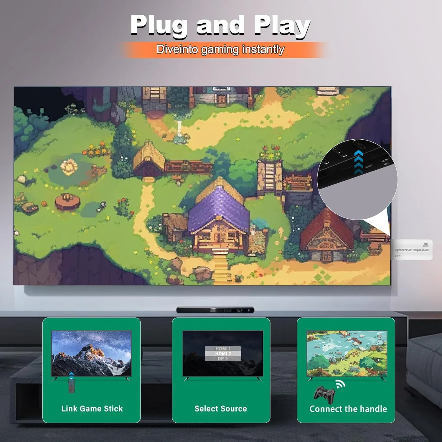 New Retro Gaming Console & Game Stick Pro - 40,000  Classic Video Games, 23 Emulators, Dual Wireless Controllers, 4K HDMI Output, Plug & Play, Compatible with TV, PC, Projector, 64GB