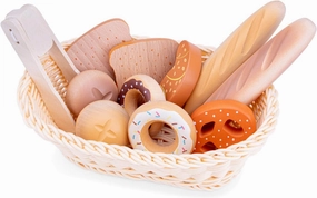 New Classic Toys Traditional Bread Basket - Pretend Play Toy for Kids Cooking Simulation Educational Toys and Color Perception Toy for Preschool Age Toddlers Boys Girls