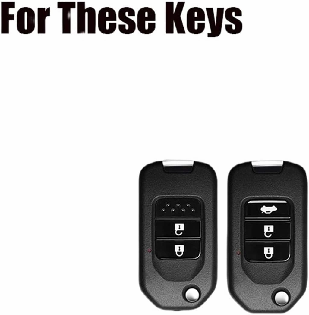 New Zinc Alloy TPU Car Remote Smart Key Fob Case Cover Holder Bag with Keychain Compatible for Honda Accord CR-V Vezel Civic / Odyssey(Gun Geay C)