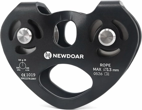 NewDoar CE Certified 25/28KN Tandem Double Speed Pulley/Trolley for Climbing, Rescue Lifting