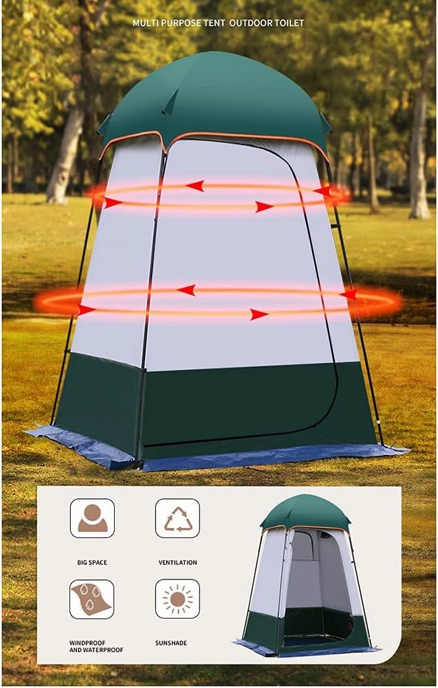 NIEH Extra Wide Privacy Shower Tent Outdoor Toilet Dressing/Changing Room Portable Shelter Tent with Carrying Bag for Camping Hiking Beach Bathroom, Easy Set Up, 160X160X240CM, Green