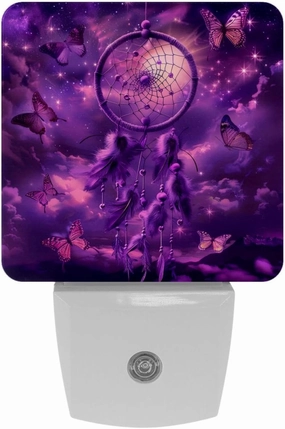 Night Lights Plug Into Wall 2 Pack, Dream Catcher Butterfly Night Light for Kids, LED Nightlight with Dusk to Dawn Sensor for Bathroom, Children Room, Nursery, Gift, 7.6x7.6cm/3inx3in