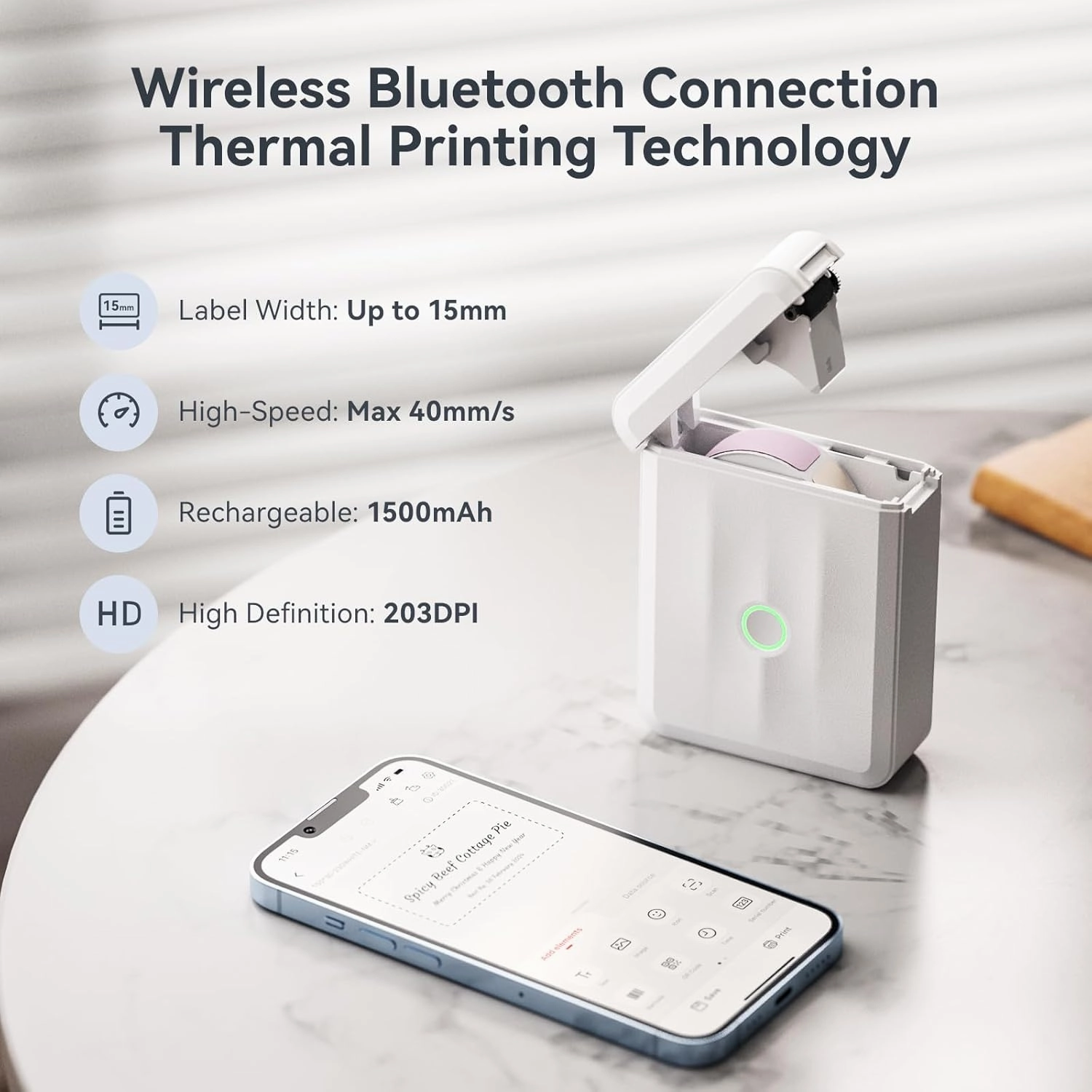 NIIMBOT D110 Upgraded Version Mini Label Maker Machine with Tape, Portable Bluetooth Thermal Printer, Sticker Labeler with Multiple Templates for Office Organization Home Kitchen School, White