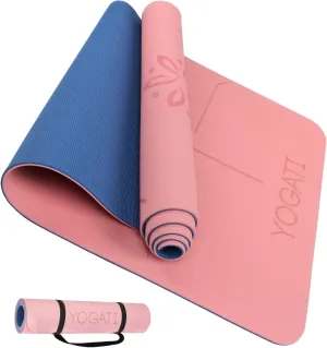 Non Slip Yoga Mats with Strap - Pilates & Exercise Mat for Home Workout