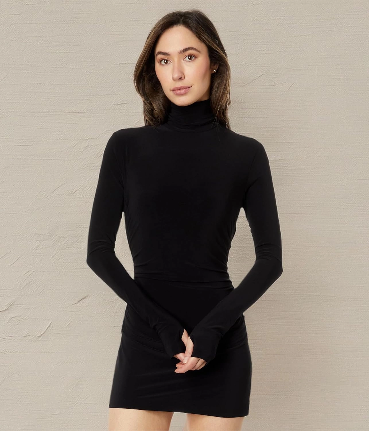 Norma Kamali Women's Long Sleeve Turtleneck Pickleball Dress