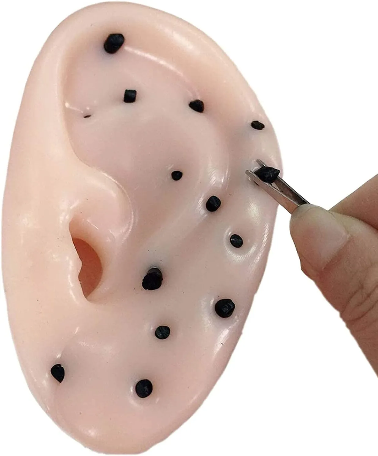 Novelty Popping Pimples Blackhead Toy Ears Shaped Pimple Popping Decompression Acne Blackhead Fan Remover Fun Toy(Upgraded Tweezers)