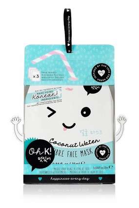 Oh K! Korean Coconut Water Fiber Face Masks, 3 Piece