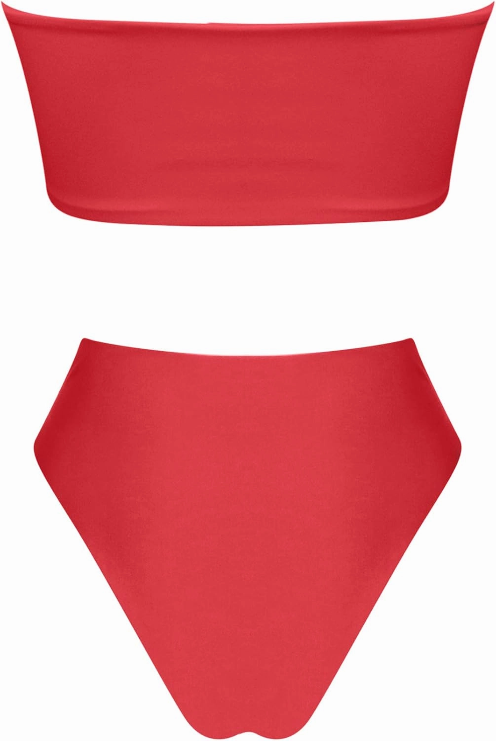 OMKAGI Women's 2 Pieces Bandeau Bikini Swimsuits Off Shoulder High Waist Bathing Suit High Cut