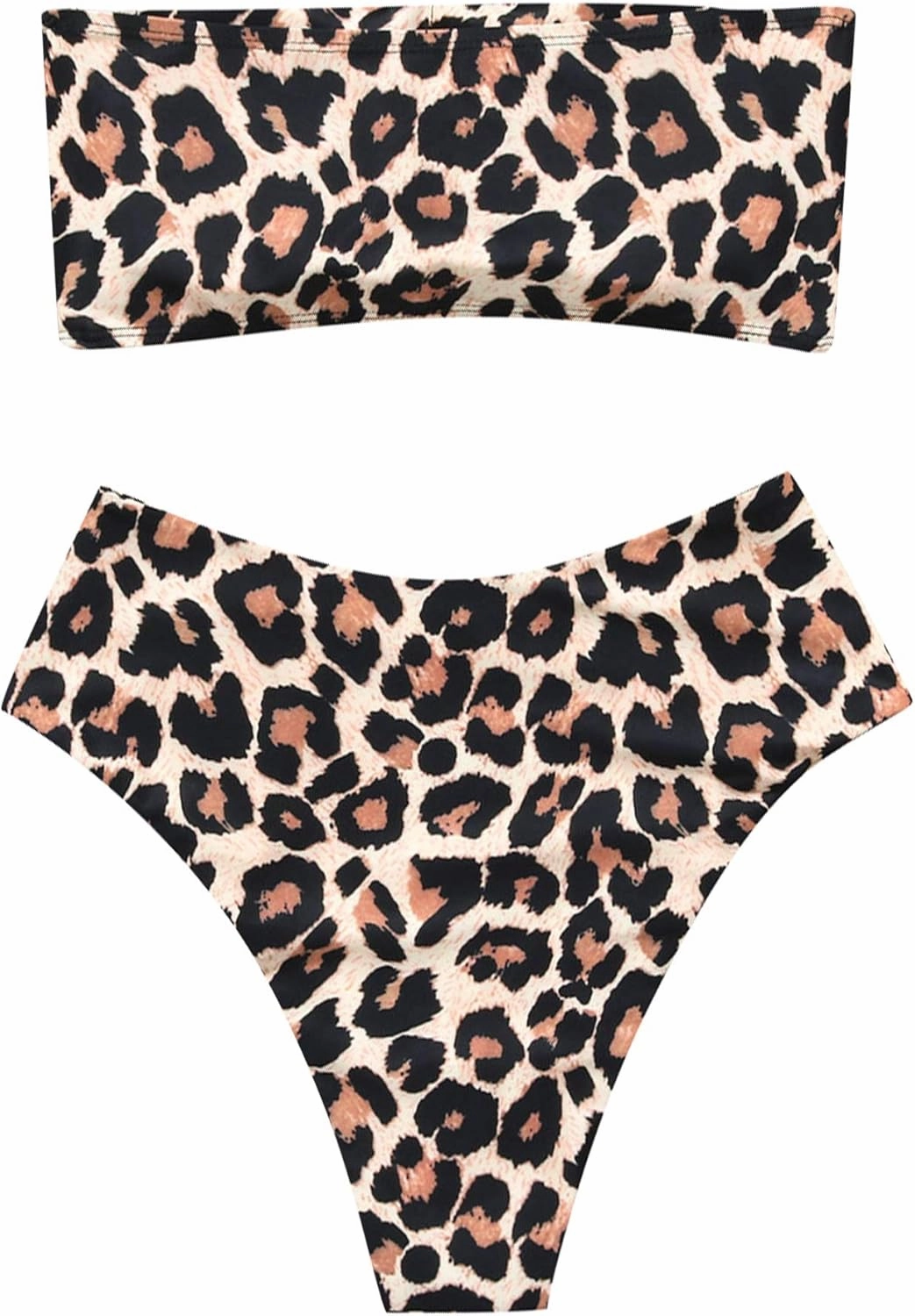 OMKAGI Women's 2 Pieces Bandeau Bikini Swimsuits Off Shoulder High Waist Bathing Suit High Cut