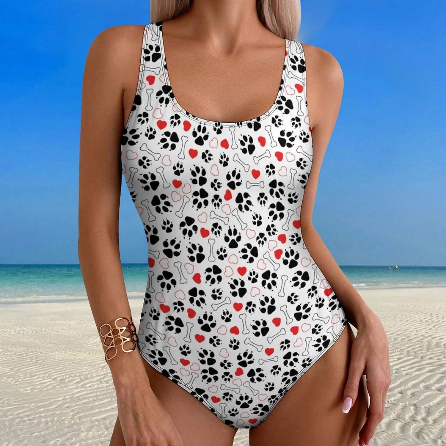 One Piece Swimsuit for Women Cute Tiger Checkered Bathing Suits Racerback Swimsuits Tummy Control Padded Swimwear