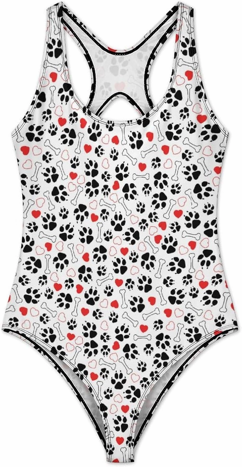 One Piece Swimsuit for Women Cute Tiger Checkered Bathing Suits Racerback Swimsuits Tummy Control Padded Swimwear