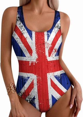 One Piece Swimsuit for Women Cute Tiger Checkered Bathing Suits Racerback Swimsuits Tummy Control Padded Swimwear