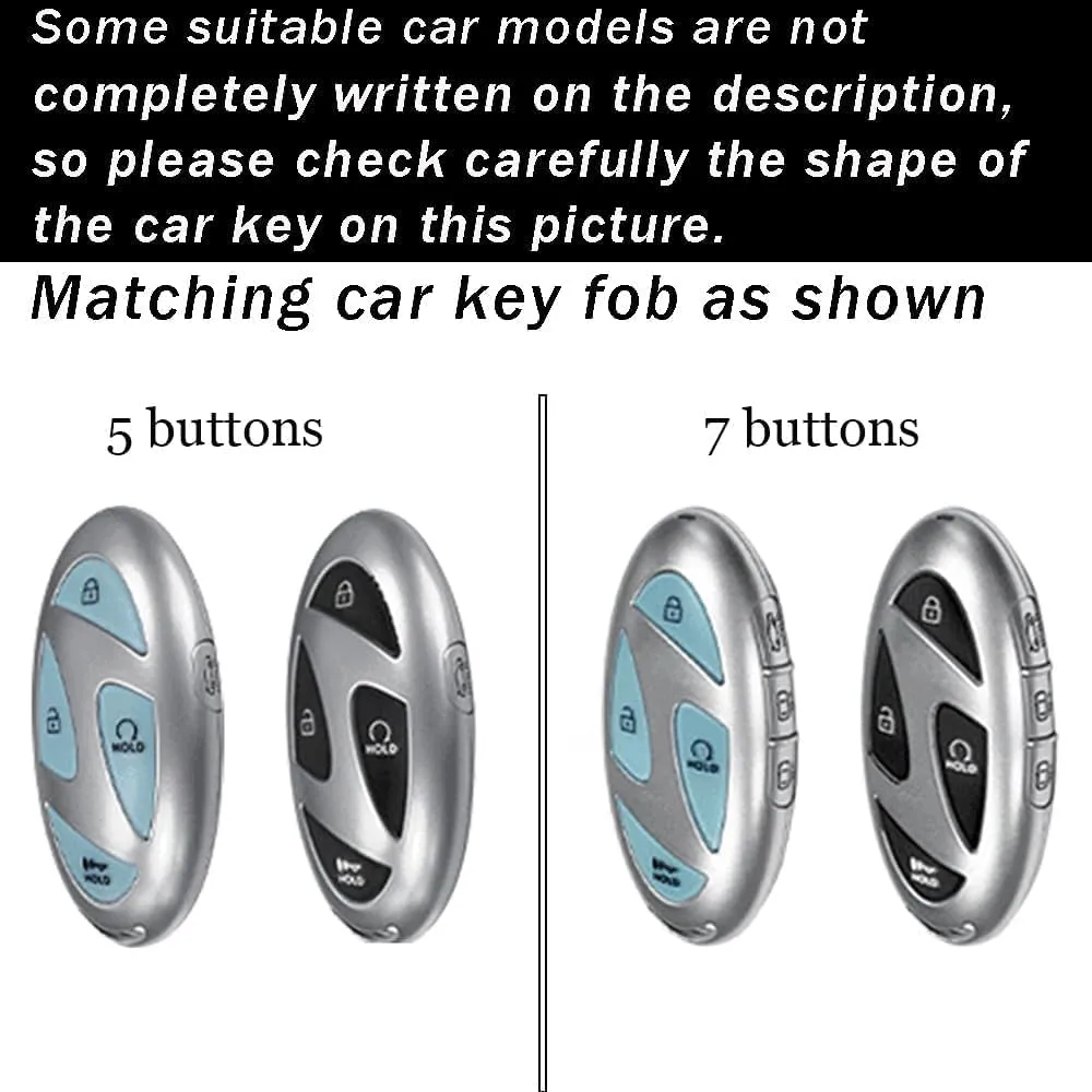 ontto Key Shell Fit for Hyundai 7-button Key Fob,Metal Frame Key Glove Soft Silicone Key Bag Stylish Key Fob Case Fit for Hyundai Ioniq 6 Grandeur GN7 Kona Elantra 2023 2024 Black, ssjs-xxdty-yk-03