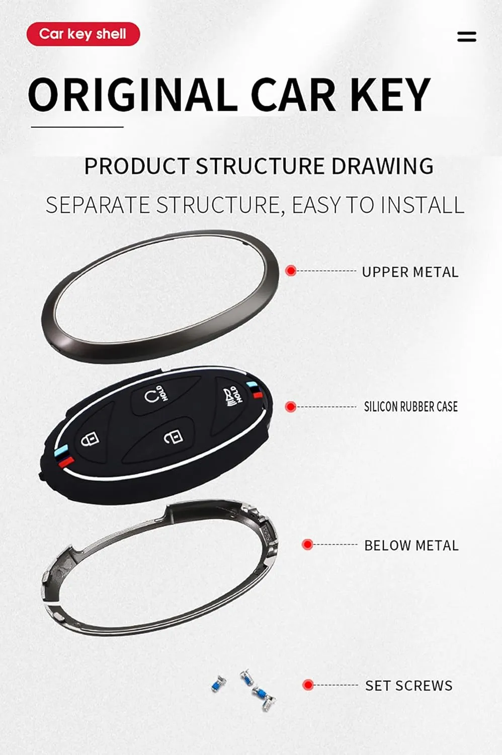 ontto Key Shell Fit for Hyundai 7-button Key Fob,Metal Frame Key Glove Soft Silicone Key Bag Stylish Key Fob Case Fit for Hyundai Ioniq 6 Grandeur GN7 Kona Elantra 2023 2024 Black, ssjs-xxdty-yk-03