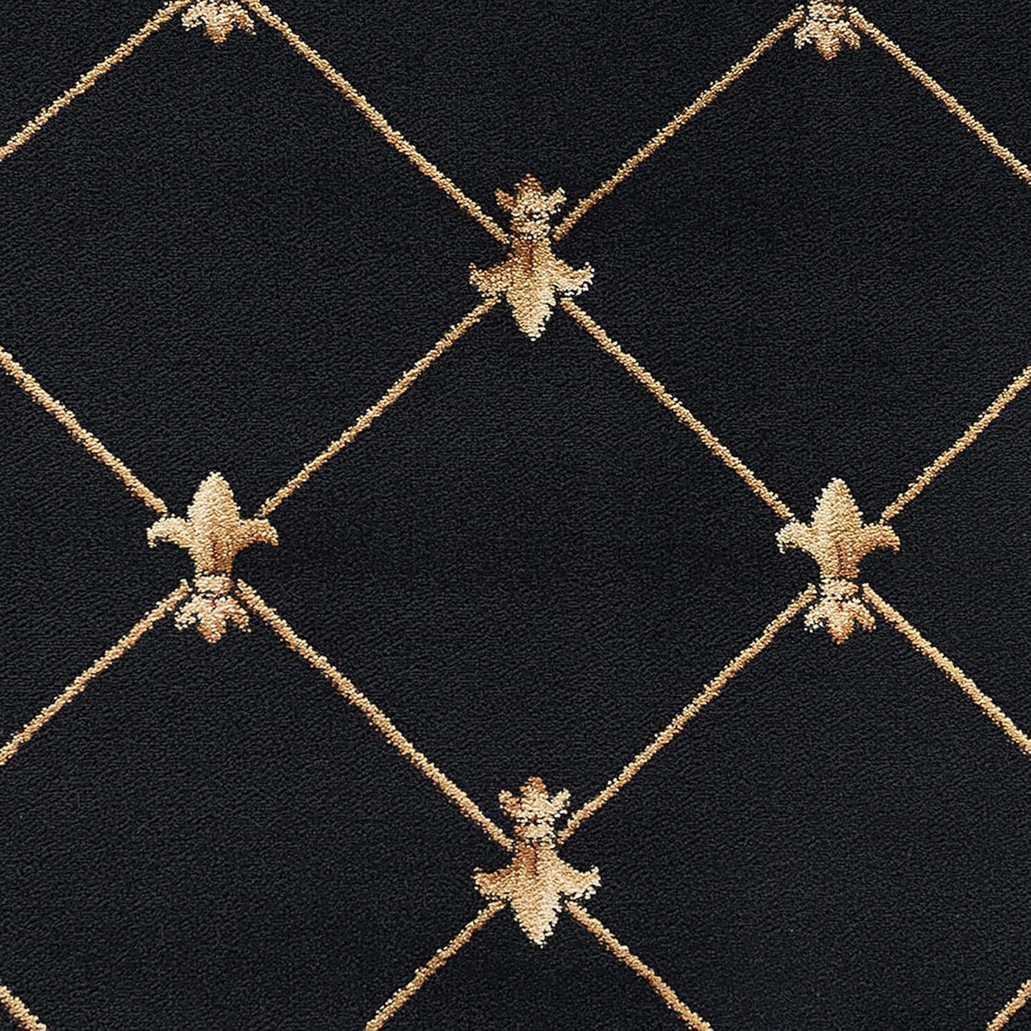Orleans Traditional Border Black Runner Rug, 2' x 10'