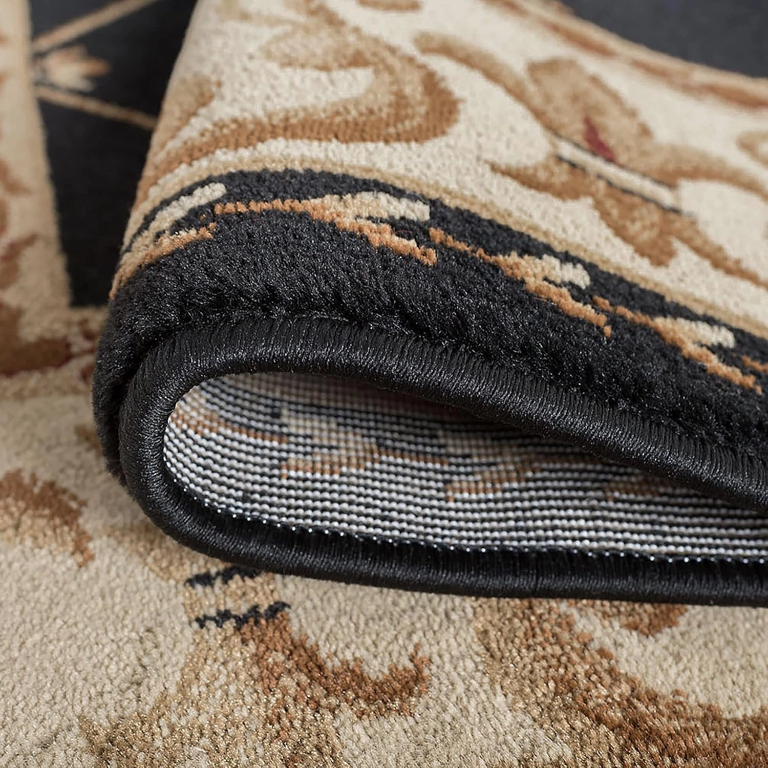 Orleans Traditional Border Black Runner Rug, 2' x 10'