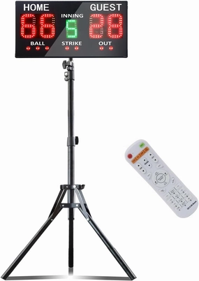 Outdoor Baseball/Softball Scoreboard with Stand, Wireless Portable Baseball Scoreboard, Digital Scoreboard with Remote, Electronic Scoreboard for Games, Score Keeper Ball Strike Out Inning