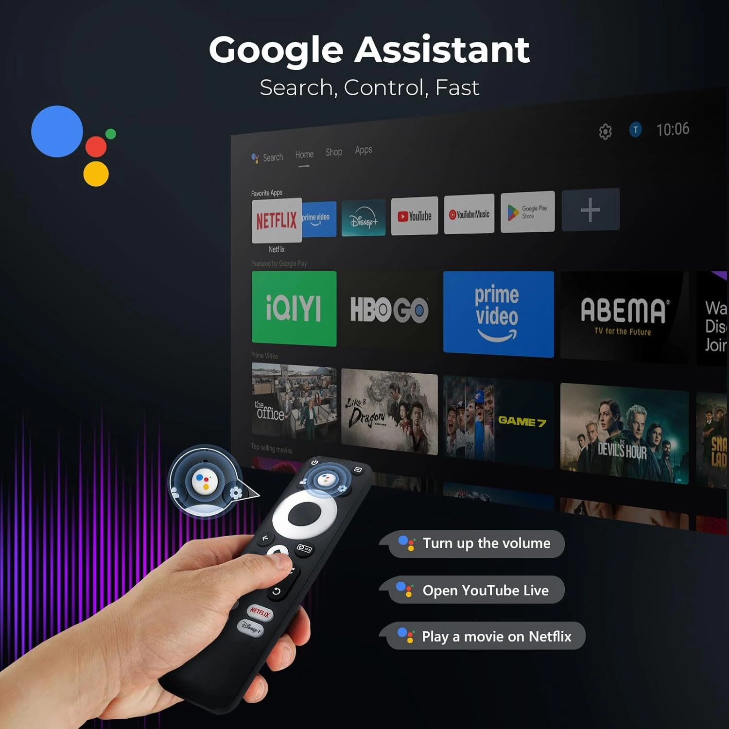Outdoor-Projector-4K [1200 ANSI/Google TV/Voice Control] Smart Projector with WiFi 6 and Bluetooth, 10,000  Apps, AI Focus Portable Proyector with Netflix, Sovbio 1080P Audio Movie Home [180° Stand]