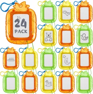 Outus 24 Pcs Mini Magnetic Drawing Boards Doodle Board for Kids Backpack Keychain Clip Drawing Board Erasable Sketch and Painting Pad for Classroom Rewards Party Favors (Pineapple)