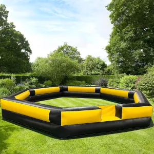 OZIS 20FT PVC Inflatable Gaga Ball Pit with Built-in Blower, Portable Gagaball Court for Indoor/Outdoor Sports, School/Family Activities Easy to Setup (Black&Yellow)
