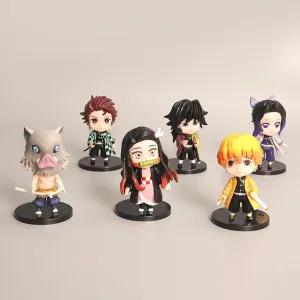 Pack of 6 Cute Anime Action Figure Set,Cartoon Doll Statue Game Figure Model,Drawing Room Ornaments Collection PVC,A Gift for Boys and Girls Anime Fans