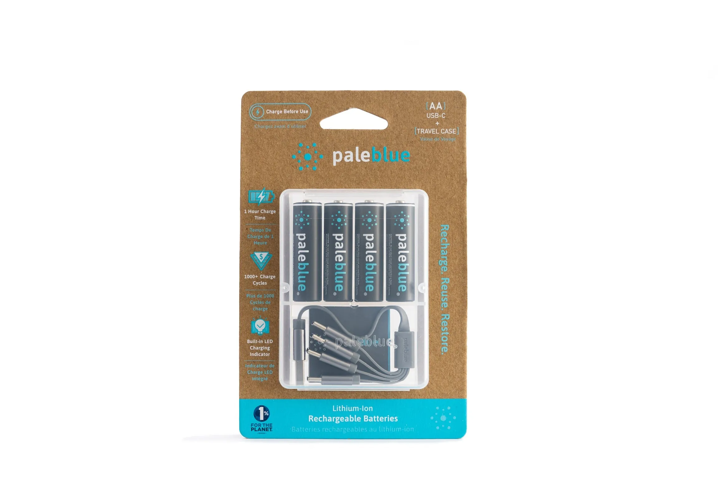 Pale Blue Earth AA USB-C Rechargeable Batteries