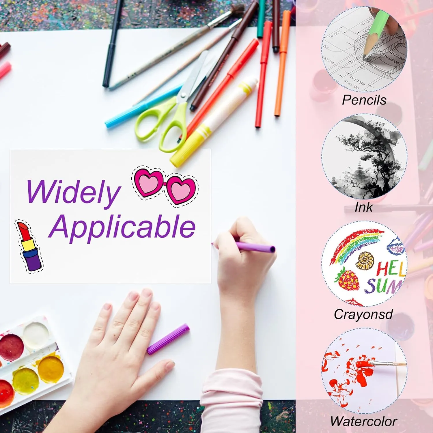 PATIKIL 300 Pcs Pure Cotton Watercolor Paper 110lb/230 GSM Water Coloring Paint Paper for Art Painting Watercolor Drawing Artist, 8x10 Inch