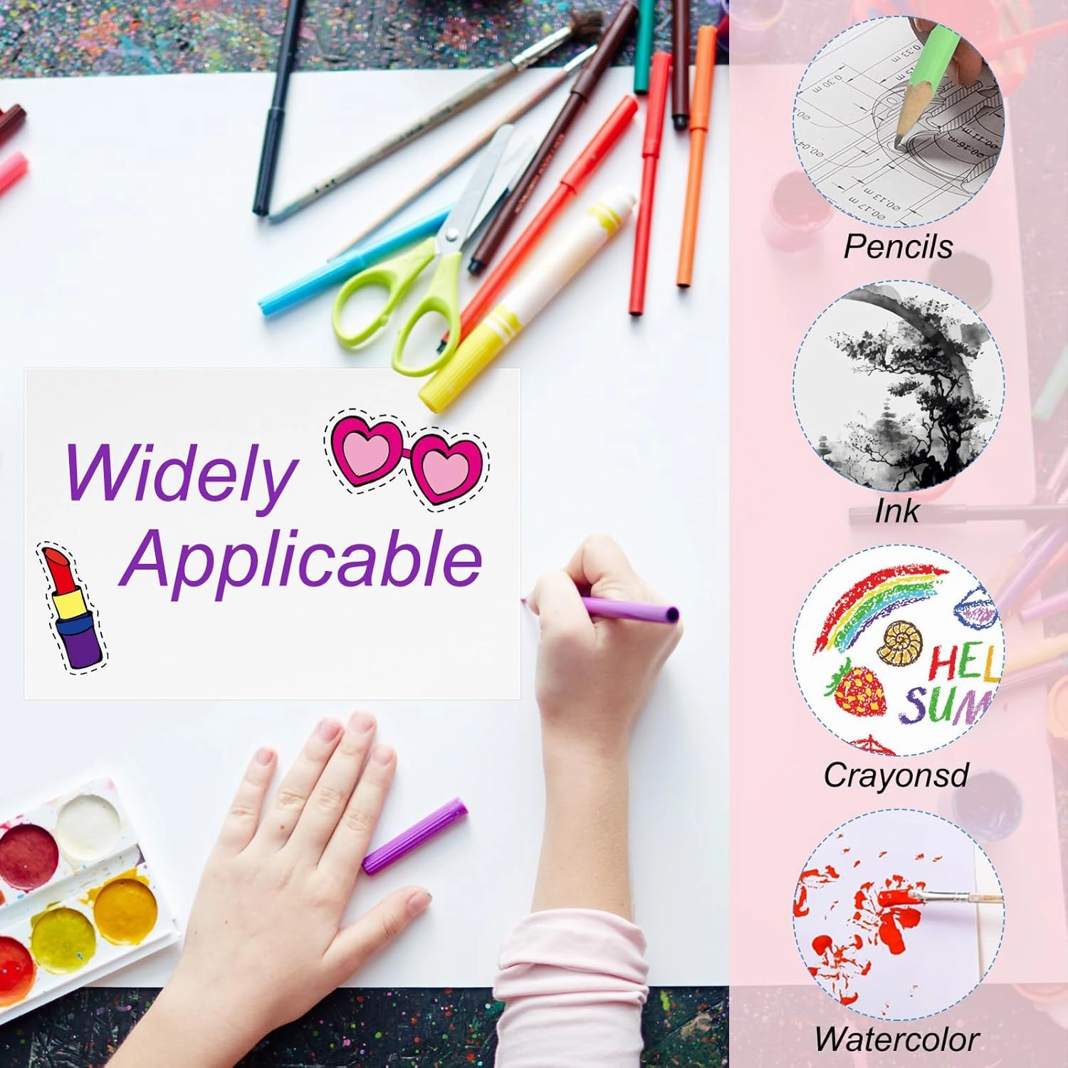 PATIKIL 50 Pcs Pure Cotton Watercolor Paper 140lb/300 GSM Water Coloring Paint Paper for Art Painting Watercolor Drawing Artist, 8x8 Inch