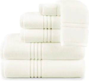 Peacock Alley Chelsea Luxury Towels - Zero Twist Technology - 100% Long Staple Cotton Fluffy Lightweight 6 Piece Towel Set, Ivory